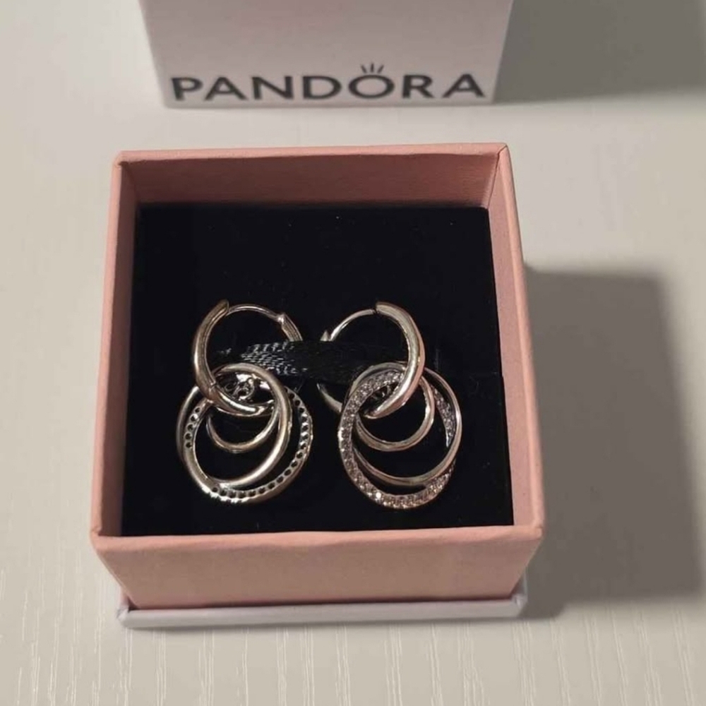 Pandora Silver Intertwined Hoop Earrings - Picture 2 of 3